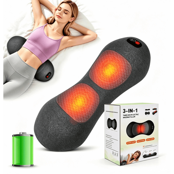 XLYFVLGF Smooth Spine Triple Fusion Back Massager,3-in-1 Heated Vibrating Stretch Rechargeable Cordless for Deep Tissue Pain Relief & Relaxation – Gift Idea