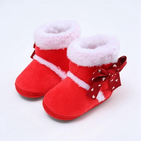 

Newborn Baby Boys Girls Christmas Boots Warm Cozy Cotton Winter Booties Toddler Non-slip Soft Crib Shoes