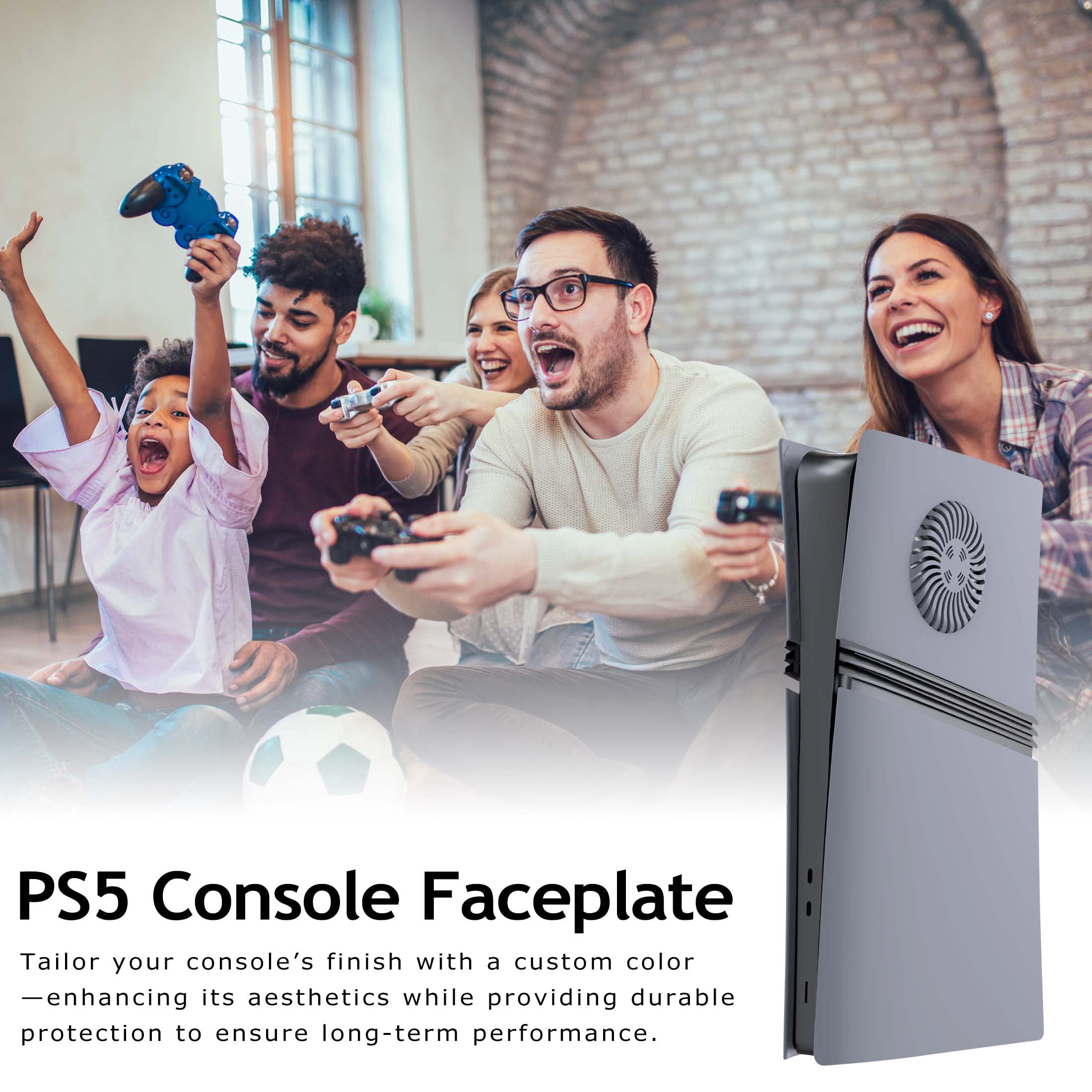 Faceplate for PS5 Pro Console with Cooling Vent & Dust Filter, Cover Plate Replacement (Digital Edition, Grey)