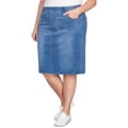 thumbnail image 3 of Alfred Dunner Womens Plus-Size Dark Wash Denim Midi Skirt, 3 of 6