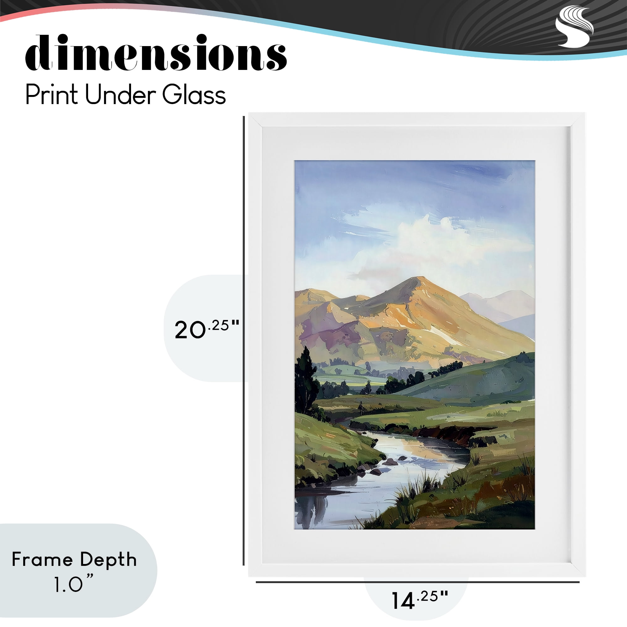 Stupell Industries Across The Valley White Framed Print Under Glass, design by Alonza Saunders