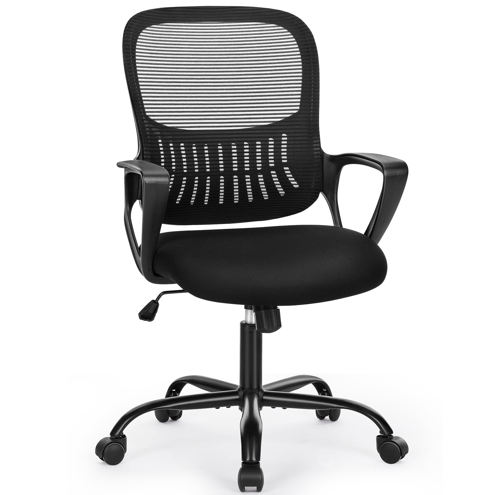 Ergonomic Office Chair, Comfortable Home Office Chair with Lumbar Support Computer Chair with Adjustable Height, Black Reclining Desk Chair