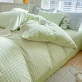thumbnail image 5 of 2 Pieces Light Green Plaid Bedding Set Green Grid Geometric Pattern Comforter Cover Soft Plaid Microfiber Twin Duver Cover Set, 5 of 7
