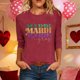 thumbnail image 2 of 3/4 Manga Tops para las Mujeres Carnaval Impreso Cuello Redondo Blusa Casual, Cómoda Mezcla de Poliéster Spandex para el Hogar Y el Uso Diario, 2 of 6