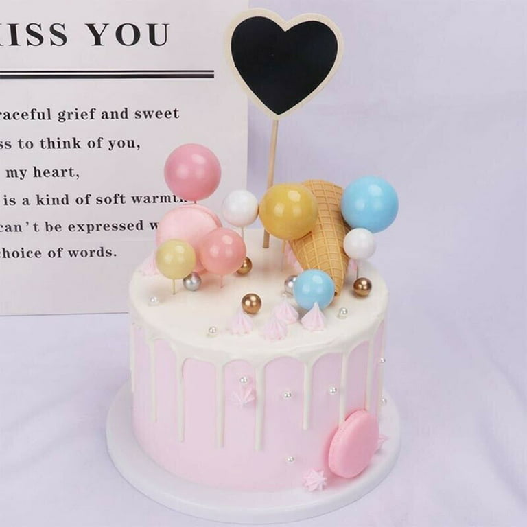 BEISHIDA 27 PCS Gold and Silver Ball Cake Topper Mini Balloons Cake Toppers  Foam Ball Cupcake Toppers Happy Birthday Cake Insert Pick DIY for