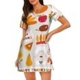 thumbnail image 1 of Balery Thanksgiving Camisón de manga corta con cuello redondo para mujer, cómodo y elegante., 1 of 6