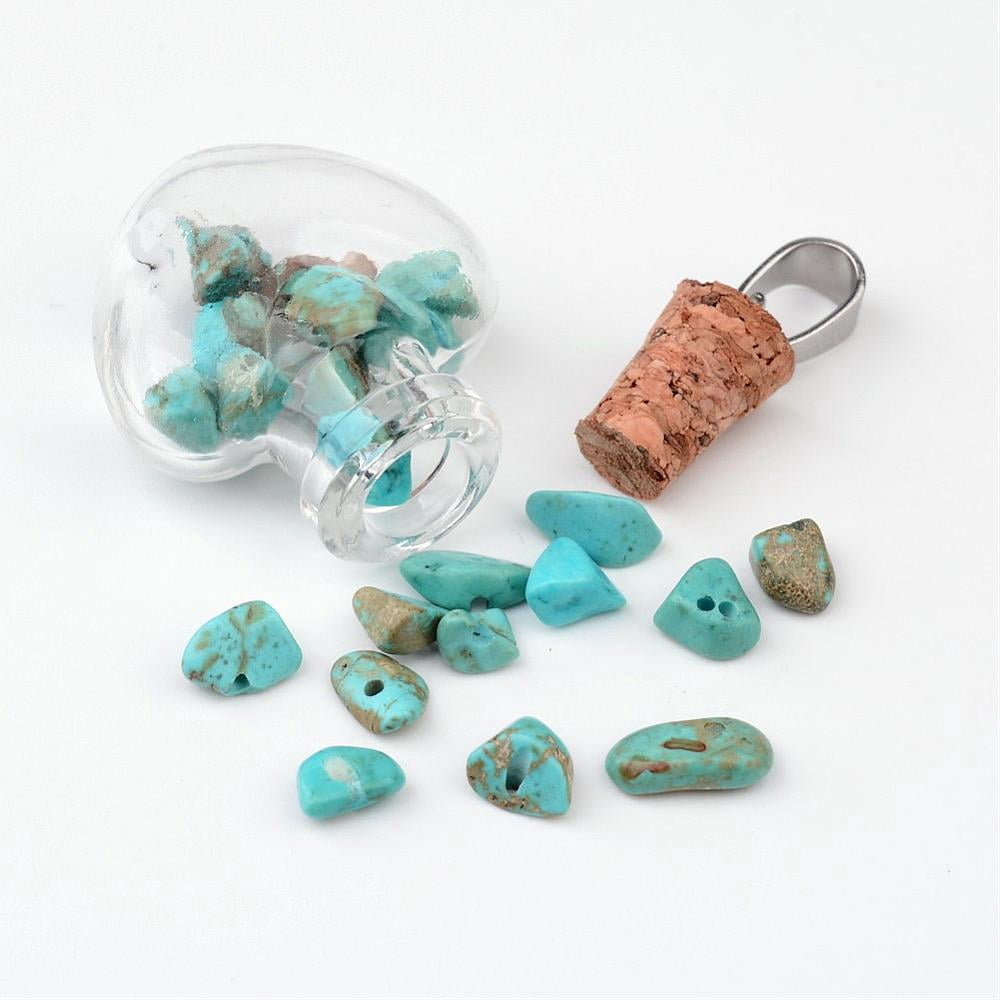 30pcs Heart Glass Bottle Pendants Loose Gemstone Beads Heart Charms Jewelry Finding Gift Necklace Making