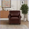 thumbnail image 6 of Single-Seat Burgundy Faux Leather Sofa – Round Arms, Solid Wood Legs for Living Room | Red | Wood | PU Leather, 6 of 6