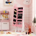 thumbnail image 2 of Costway Kids Jewelry Cabinet Standing Children Jewelry Organizer with Full-Length Mirror Pink, 2 of 9