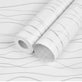 thumbnail image 1 of Marsports Silver Wavy Lines Peel and Stick Wallpaper Modern Embossed Wave White Self Adhesive Backsplash Easily Removable Contact Paper Not See Through Wall Covering Film, 118''x 17.7'', 1 of 7