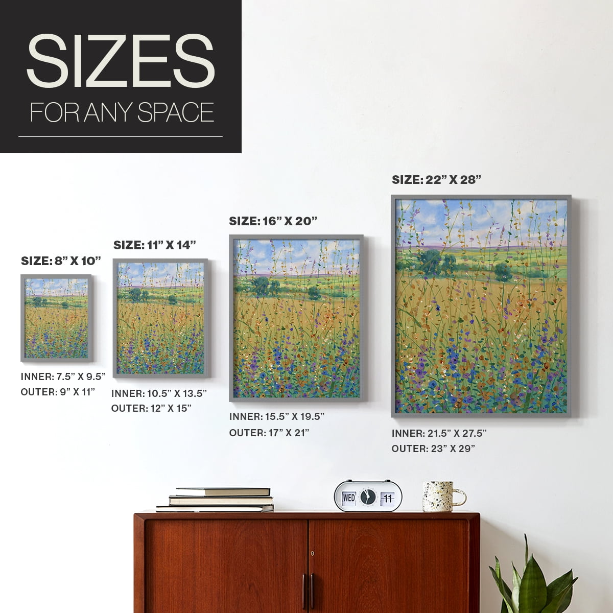 Wildflower Path I Framed Print - Solid Wood in Single Picture Frame Solid Wood 2 Framed Print