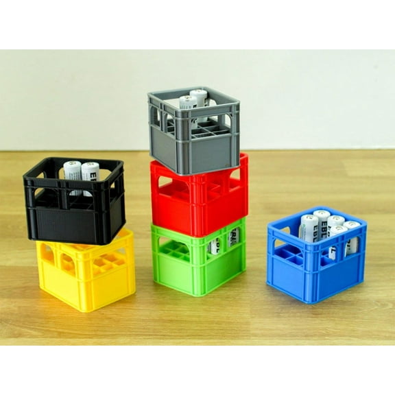 Clever Contraption Battery Storage Crate | Fits AA or AAA Batteries, Holds Up to 60