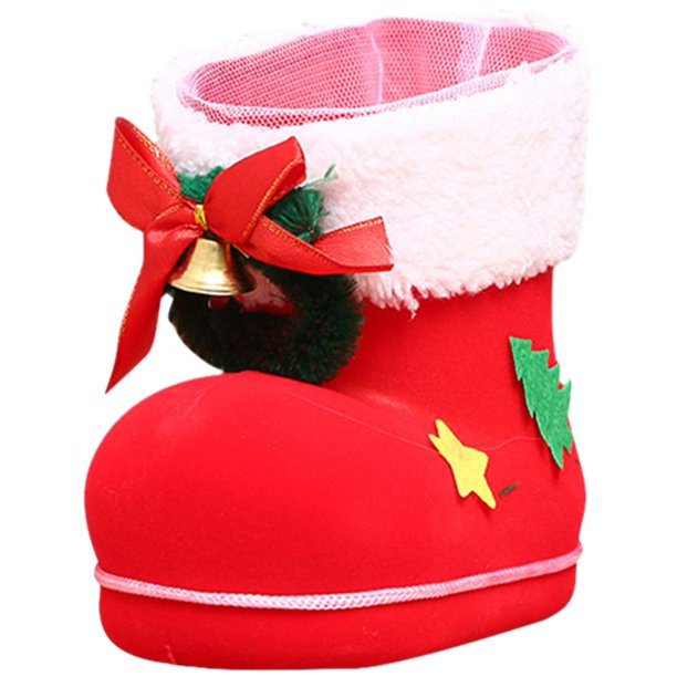 Decoración de zapatos de dulces navideños Mini bolsa de regalo de dulces rojos Regalo de Nochebuena (L)