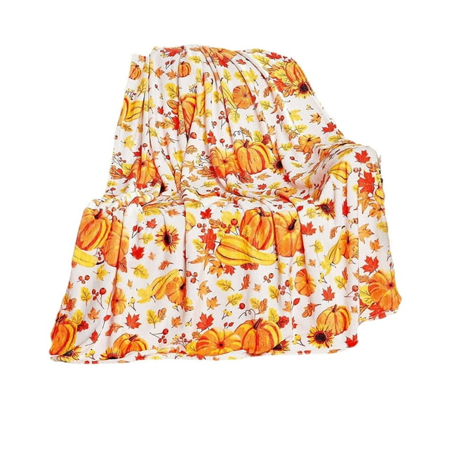 Yhmxh Bedding Blanket Pumpkin Sunflower Pattern Printed Throw Blanket Nap Blanket Travel Portable Quilt Skin-friendly Throw Blanket Machine Washable Microfiber Bed Sheet Set