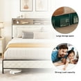 thumbnail image 5 of Dextrus King Size Bed Frame with Storage Headboard and Charging Station, No Box Spring Required, Beige, 5 of 7