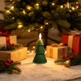 thumbnail image 4 of Linnome Twisted Ribbed Christmas Tree Shaped Paraffin Wax LED Flameless Candle,Green Flickering Fake Candle for Xmas Table Decor,22.3cm Battery Operated Christmas Tree Candle for Mantel Window Sill, 4 of 6