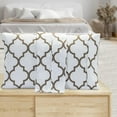 thumbnail image 4 of Mocassi Pattern Printed Pillowcases 2-Piece Set Egyptian Quality 1500 Thread Count Timeless Classic Designs Soft and Smooth Weave, Wrinkle Resistant, Quatrefoil King Pillowcase, White, 4 of 5