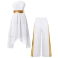 thumbnail image 4 of iiniim Girls Lyrical Praise Dance Tunic with Loose Pants 2 Piece Outfit Metallic Liturgical Worship Dress White 8, 4 of 7