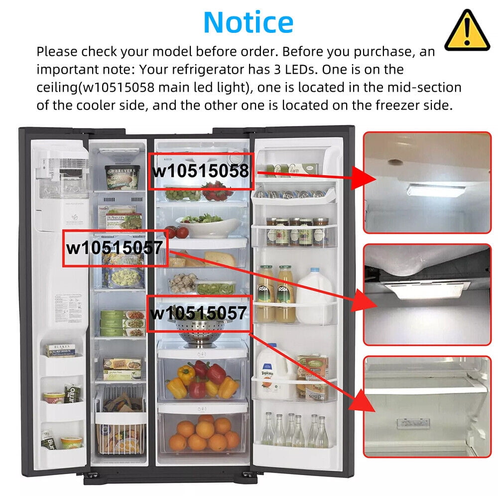 W10515058 LED Light Compatible for Whirlpool/Kenmore Refrigerators Replaces 3021142, AP6022534, PS11755867, W10465957