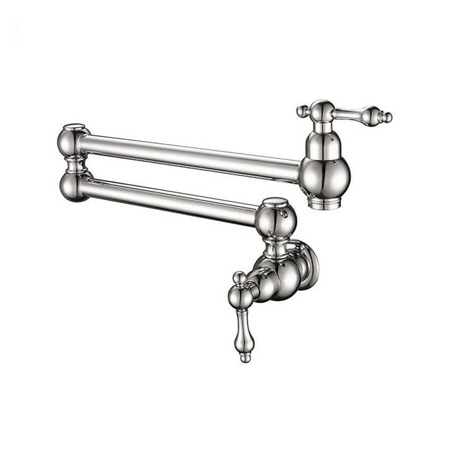 Pot Filler Tap Wall Mounted Foldable Brushed Gold Kitchen Faucet Single Cold Sink Tap Rotate Folding Spout Chrome Brass ,bar Laundry RV Farmhouse