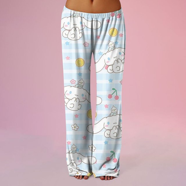 Pantalones de pijama Sanrio Hello Kitty Pajamas Pants for Womens Cute Hello Kitty Pajama Pants Printed Home Pants Sleeping Pajama Pants Spring Long Pants Pajama Pants Yoga Pants