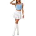 thumbnail image 2 of TOP INSPIRADO CHIC PARA MUJERES CON ESCOTE CUADRADO, HEM ASIMÉTRICO, CREMALLERA DELANTERA, TIPO CORSET, TALLA XL, AZUL CLARO, 2 of 5