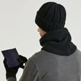 thumbnail image 6 of Njoeus 3 Piece Winter Hat Scarf & Gloves Set for Men Women, Knit Slouchy Beanie Hat & Neck Warmer & Gloves, 6 of 7