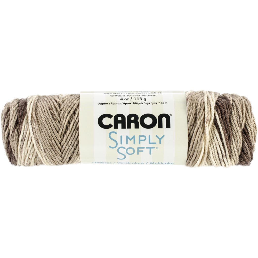 Caron Simply Soft 204 Yd Ombre YarnCafé Latte Brown
