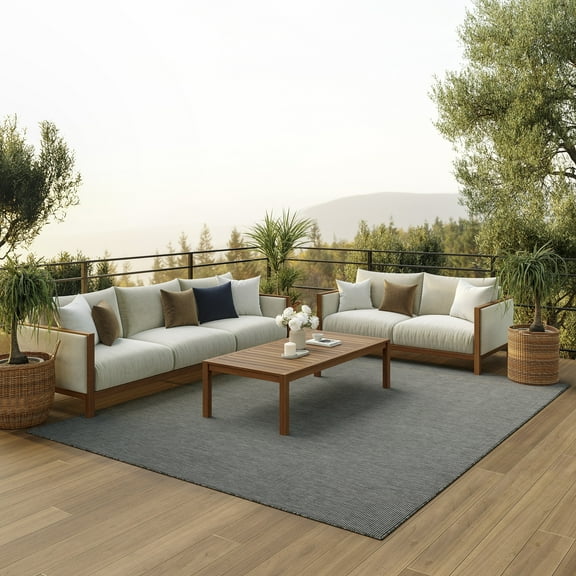 Nourison Positano Indoor/Outdoor Charcoal 6' x 9' Area Rug, (6x9)