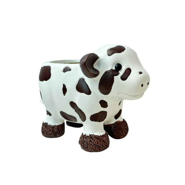TIELUTT Mignonne Vache Animal Résine en Forme de Vache Petite Succulente Convient pour Mini et Cactus Support de Pot de Fleurs en Métal 1 Supports de Fleurs en Vrac pour Coin Intérieur Grand Vase en Céramique pour Fleurs Fleur en Métal Extérieur