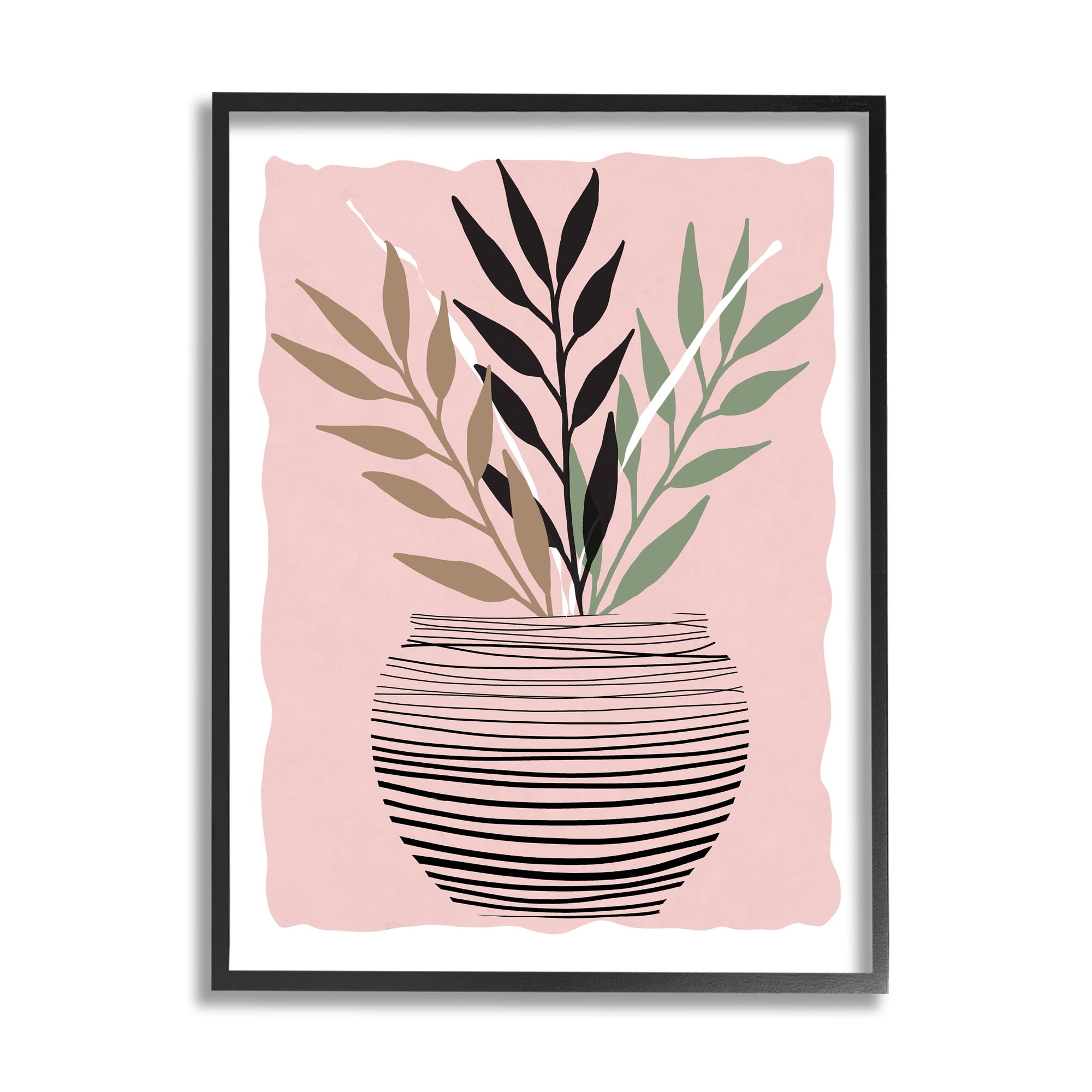 Stupell Industries Plant Sprout Branches Minimalistic Abstract Patterned Pot Pink,11 x 14, Design by Daniela Santiago
