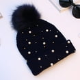 thumbnail image 4 of Yokua Pearl Pompom Knitted Hat Woolen Hat Beanie Hat Thicken Gift for Xmas Halloween, 4 of 20