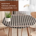 thumbnail image 4 of Country Star Plaid Round Tablecloth, Fitted Table Cover with Elastic for 36"-44" Round Tables, Black Retro American Farm Barn Berry Table Cloth Outdoor Indoor Dinning Party Waterproof Tablecloths, 4 of 7