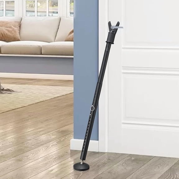 Door Stoppers Security Bar,Heavy Duty Portable Door Lock,2-in-1 Adjustable Sliding Door Lock Bar,Door Barricade Security Bars for Window, Front Door, Patio Door, Apartment, Hotel Room (Black)