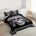 thumbnail image 3 of Homewish Gothic Skeleton Ekull Full Size Comforter Sets,Retro Flower Floral Bedding Comforter Set,Victorian Print Bedding Sets For Kids,Super Cozy Room Decor Reversible,3 Pieces, 3 of 8
