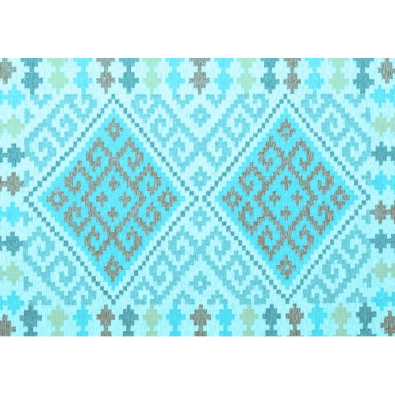 Ahgly Company Indoor Rectangle Southwestern Light Blue Country Area Rugs, 2' x 3'