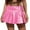Pink, variant on Leather Pleated Mini Skirt for Women Low Rise Side Slit Metallic Shiny Micro Skirts