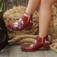 thumbnail image 5 of Willtoo Womens Western Ankle Boots Floral Embroidered Pointed Toe Side Cutout Block Heel Booties Chunky Stacked Heel Vintage Slip On Booties, 5 of 6