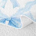 thumbnail image 5 of Erosebridal Kawaii Cartoon Bow Bed Spread Queen for Boys Girls, Blue Wateroclor Ribbon Queen Coverlet Set, 3-Piece, 5 of 7
