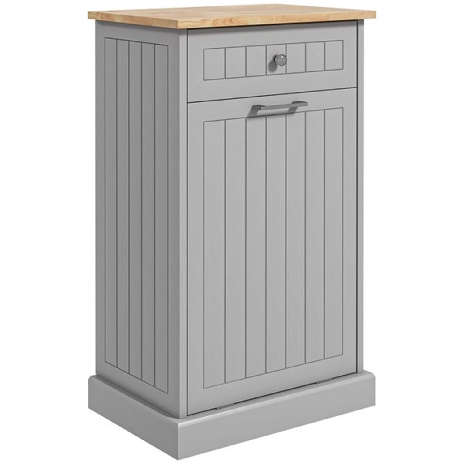 Tilt Out Trash Bin Cabinet with Drawer, Freestanding Kitchen Recycling Cabinet, MDF and Wood, 20 in Wide, 35.5 in High, Holds 88 lb
