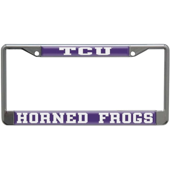 TCU Horned Frogs Metal License Plate Frame W/domed Insert