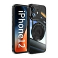 thumbnail image 3 of Allytechgroup iPhone 12 Case with Tempered Glass Lens Protector, Ring Holder Kickstand Shockproof Drop Protection Scratch Resistant Anti-Yellow Clear Back Case Cover for Apple iPhone 12, Black, 3 of 9