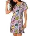 thumbnail image 2 of Rateoe Cute Donuts Print Women’s Nightdress – Cozy Cotton Short-sleeved Sleep Shirt, Loose-Fit Sleepwear, Perfect for Relaxing and Sleeping, 2 of 6