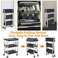 thumbnail image 2 of AOILE 3-Tier Stainless Steel Trolley Cart – Foldable Utility Serving and Storage Rolling Car with Wheels, Ideal for Hotels, Restaurants, Catering, and Trains, Black, 2 of 7