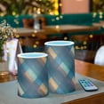 thumbnail image 6 of Nice Plaid Flickering Flameless Candles Battery Operated with Remote Timer LED Pillar Candles Set of 2, 6 of 7