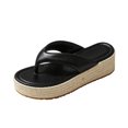 thumbnail image 2 of uublik Women Slippers for Home Breathable Fabric Soft Sole House Shoes Non Slip Beach Slippers, Black, 2 of 7