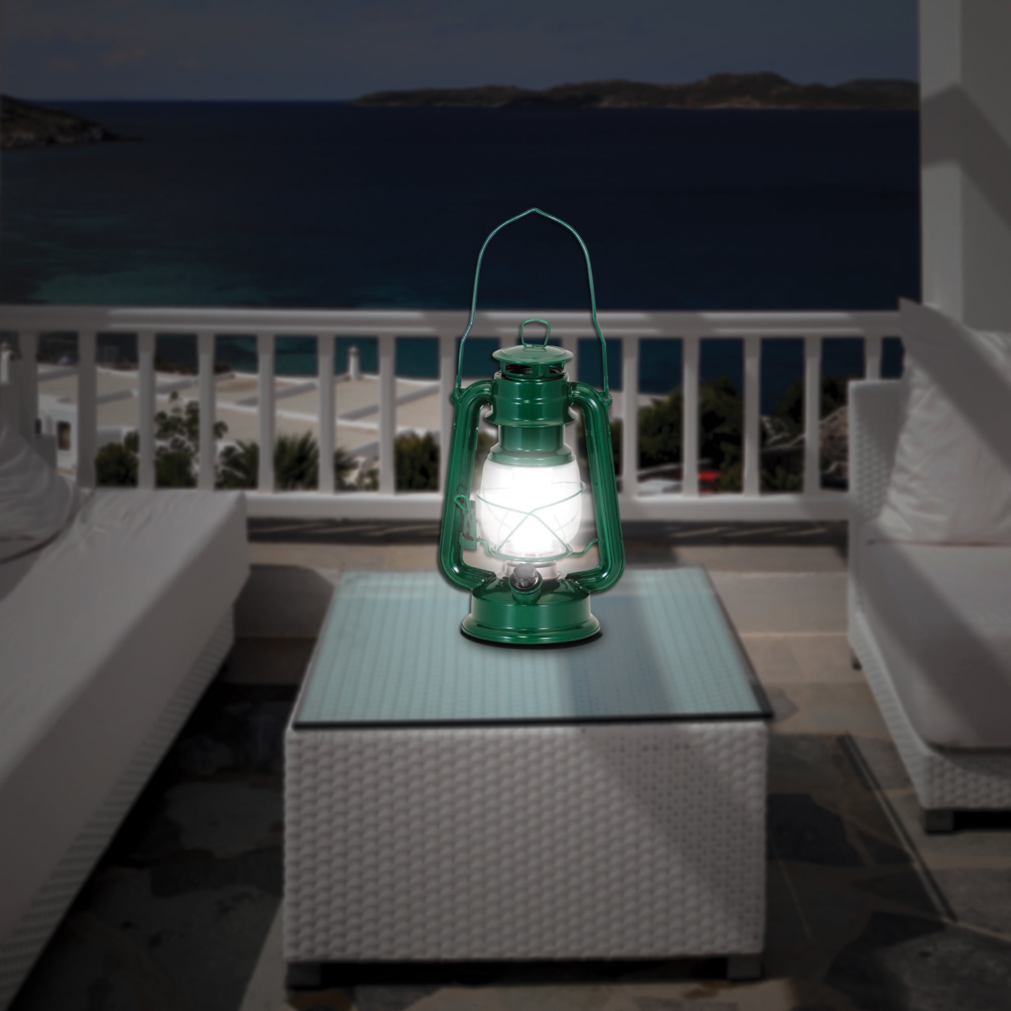 Northpoint 150 Lumen Vintage Santorini Blue Battery Operated 12 LED Lantern  190610 - The Home Depot