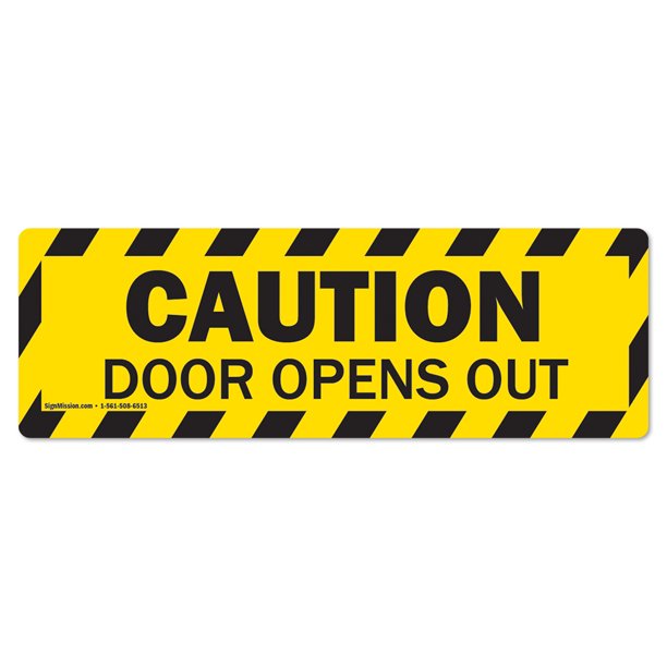 Caution Door Opens Out NonSlip Floor Marker 12 Pack of 6" X 18" Vinyl Decal Protect Your