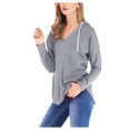 thumbnail image 2 of gakvbuo Fall Tunic Tops For Womens Long Sleeve Tops Loose Fitting Casual Drawstring V-Neck Hooded Pullover Sweatshirts, 2 of 5