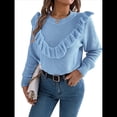 thumbnail image 1 of Suéter de Punto A Rayas para Mujer, Cuello Redondo, Larga, Holgado, para Otoño e Invierno Azul M, 1 of 10